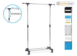 Confortime Perchero de Pared Extensible, Ajustable de 90 a 145 cm y de 90 a 160 cm, Ancho 42 cm, para Ropa y Toallas (4 Unidades)