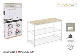 Confortime Estantería 3 Niveles Metal-Madera Blanca 29 cm Ancho x 7 cm Alto x 58 cm Largo (4 Unidades)