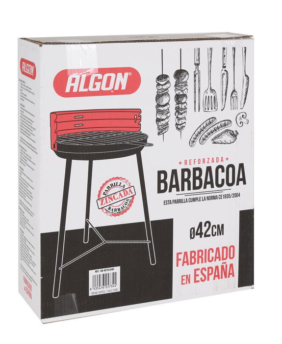 Barbacoa Redonda Algon con Refuerzo, 42 cm - Ideal para Asados