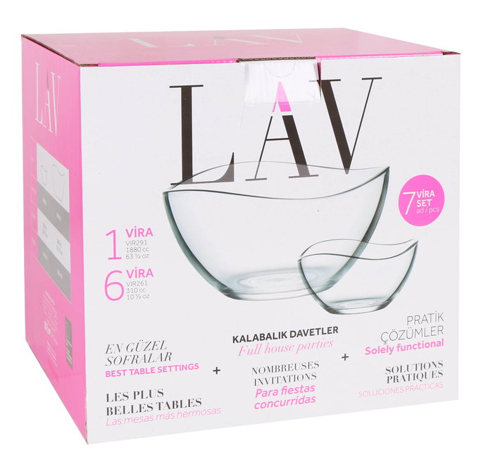Lav Set 7 Piezas Ensaladera 21 cm + 6 Boles (2 Cajas)