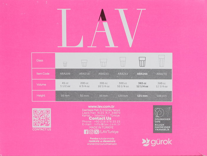 Lav Set 6 Vasos de Refresco Aras 365cc (8 Cajas)