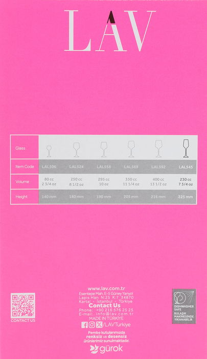 Lav - Set de 6 Copas Champagne Lal, 230 cc, 22.5 cm de alto, referencia Lal545F (4 Cajas)