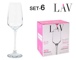Lav - Set de 6 Copas Champagne Lal, 230 cc, 22.5 cm de alto, referencia Lal545F (4 Cajas)