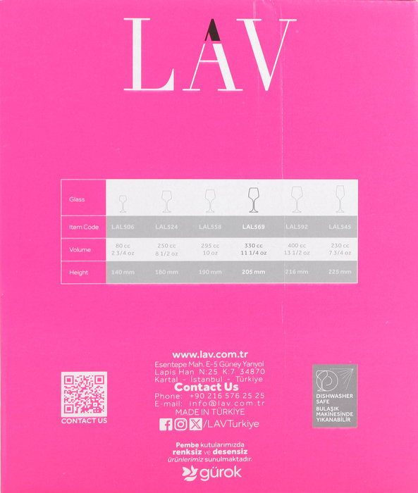 Lal Set 6 Copas de Agua 330 cc 6x8x20.5 cm (4 Cajas)