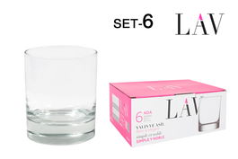 Lav Set de 6 Vasos para Whisky Reforzado, Cristal, Colección Ada, 7.8 x 7.8 x 9.3 cm (8 Cajas)
