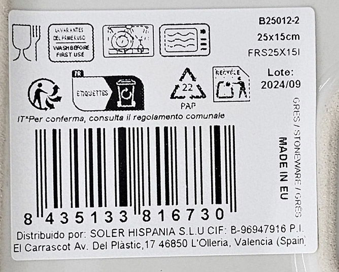 La Mediterranea Fuente Rectangular Ivory Brillo 25 x 15 cm (18 Unidades)