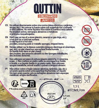 Quttin Bol Mezclador de Vidrio 17 cm - 1.1 L (12 Unidades)