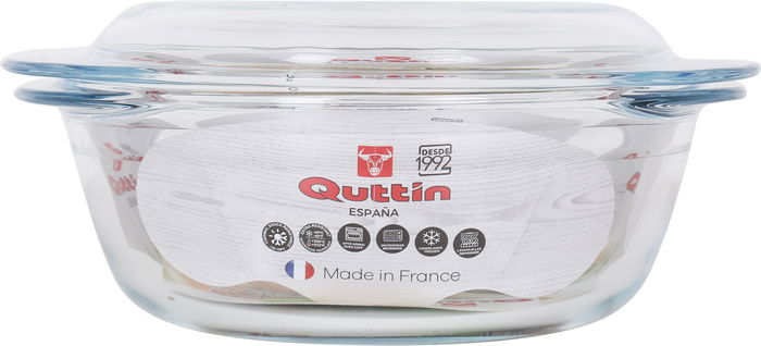 Quttin Cacerola Vidrio Redonda con Tapa 1.6+0.5L 23.7x20x10cm (3 Unidades)