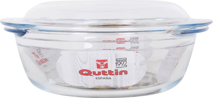 Quttin Cacerola Vidrio Redonda con Tapa 2.2L + 0.8L 26.5x23x11 cm (3 Unidades)
