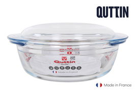 Quttin Cacerola Vidrio Redonda con Tapa 2.2L + 0.8L 26.5x23x11 cm (3 Unidades)