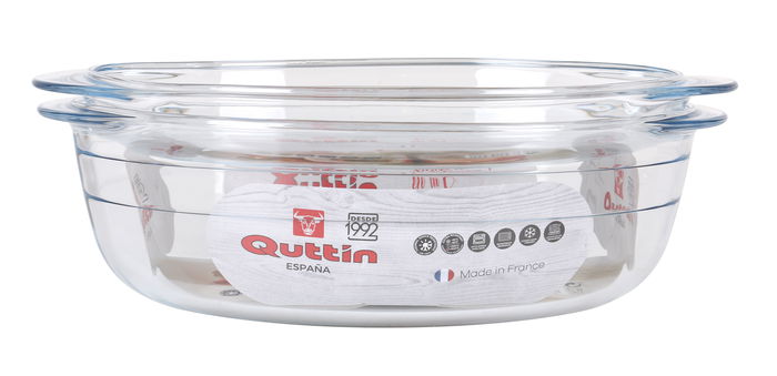 Quttin Cacerola Vidrio Oval C/Tapa 3L+1L 33x20x13cm 2kg (3 Unidades)