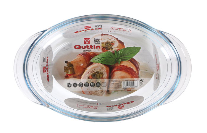 Quttin Cacerola Vidrio Oval C/Tapa 3L+1L 33x20x13cm 2kg (3 Unidades)