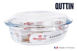Quttin Cacerola Vidrio Oval C/Tapa 3L+1L 33x20x13cm 2kg (3 Unidades)
