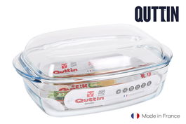 Quttin Cacerola Vidrio Rectangular con Tapa 3L + 1.5L 32.8x19.7x13 cm (3 Unidades)