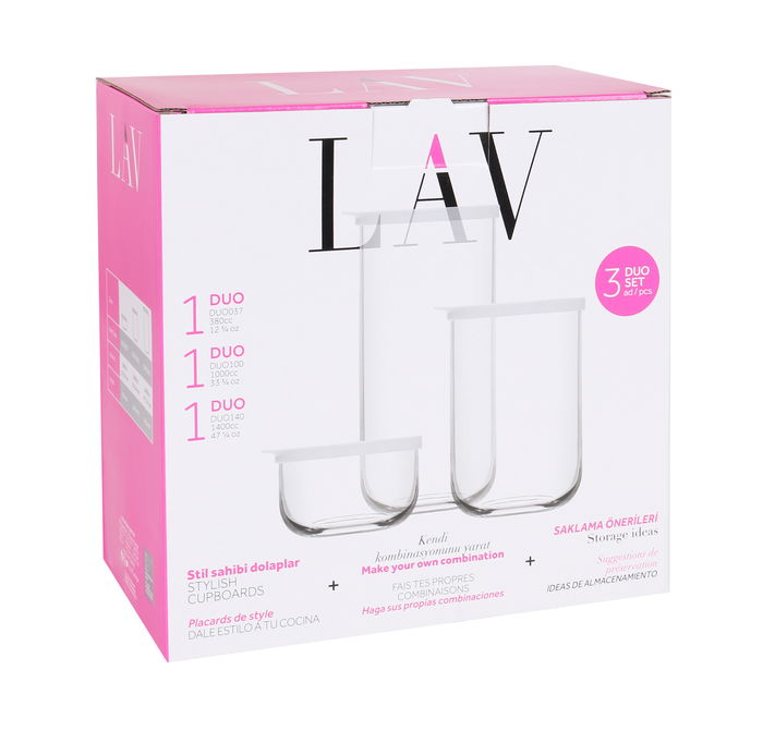 Lav Set 3 Botes con Tapa 380 cc, 1 L y 1.4 L (6 Cajas)