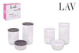 Lav Set 3 Botes con Tapa 380 cc, 1 L y 1.4 L (6 Cajas)