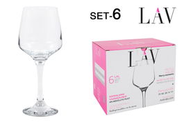 Lav Set 6 Copas Vino 295 cc 6 x 7.5 x 19 cm (4 Cajas)