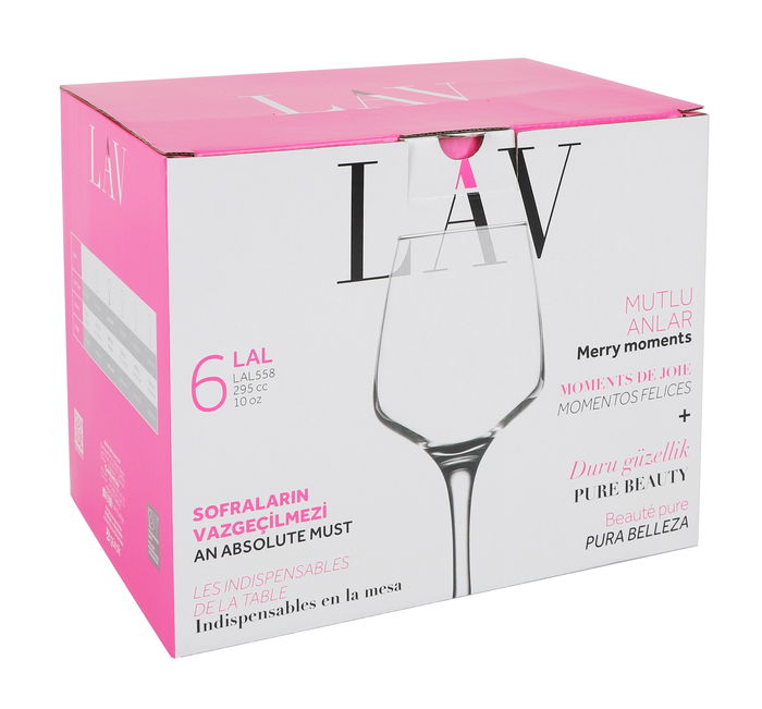 Lav Set 6 Copas Vino 295 cc 6 x 7.5 x 19 cm (4 Cajas)
