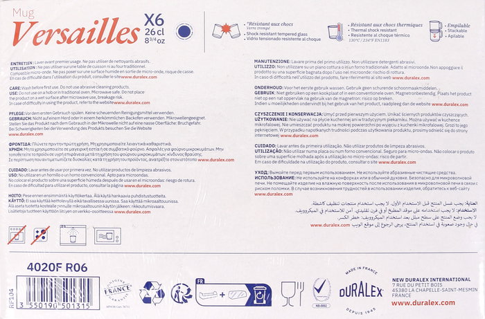Duralex Mug Apilable Saphir Versalles 26 cl (72 Unidades)