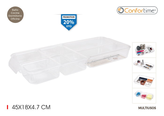 Confortime Bandeja Organizador Ps 45 cm x 18 cm x 4.7 cm (12 Unidades) Confortime Bandeja Organizador Ps 45 cm x 18 cm x 4.7 cm (12 Unidades)