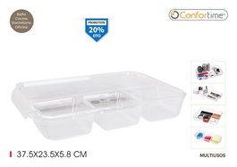Confortime Bandeja Organizador de Plástico, 37.5 cm x 23.5 cm x 5.8 cm, Color Blanco (12 Unidades)