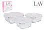LAV Set de 3 Fiambreras Herméticas Tapa Fresco, 375 ml + 7 - 11.5x5.3 cm, 4.2x6 cm, 17x6 cm - 14.56 kg (8 Cajas)
