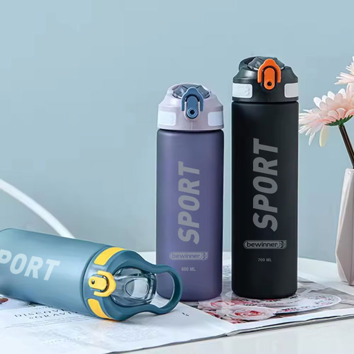 Bewinner Botella de Deporte para Agua 600 ml con Dimensiones 6.8 cm Ancho x 22.5 cm Alto x 10.5 cm Largo (12 Unidades)