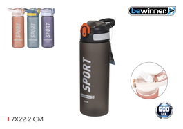 Bewinner Botella de Deporte para Agua 600 ml con Dimensiones 6.8 cm Ancho x 22.5 cm Alto x 10.5 cm Largo (12 Unidades)