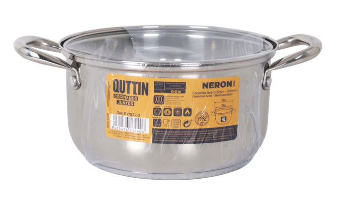 Inde Cacerola Acero Inoxidable 20 cm (4L) New Neron con Tapa (4 Unidades)