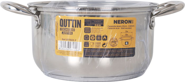 Inde Cacerola Acero Inoxidable 20 cm (4L) New Neron con Tapa (4 Unidades)