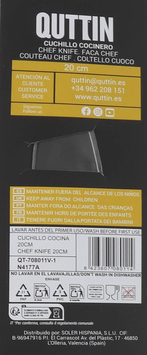 Quttin Cuchillo Cocina Dark 20 cm (28 Unidades)