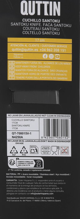 Quttin Santoku Cocina 17 cm Dark (28 Unidades)