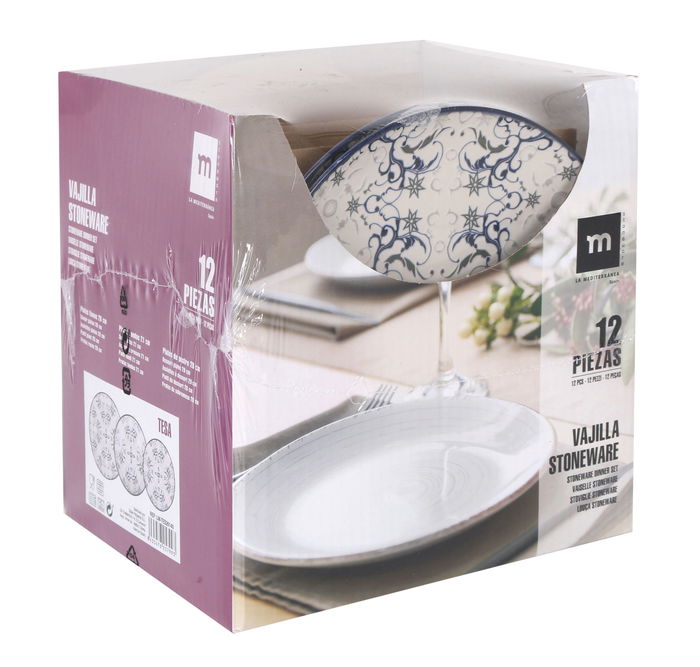 La Mediterranea Vajilla 12 Piezas Tesa Monaco Ivory Brillo (2 Unidades)