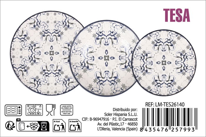 La Mediterranea Vajilla 12 Piezas Tesa Monaco Ivory Brillo (2 Unidades)