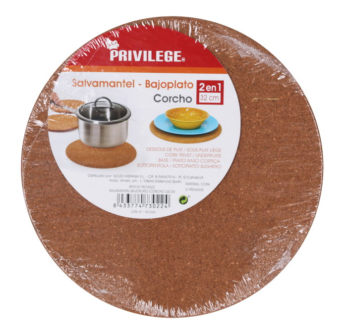 Privilege Salvamantel Bajoplato de Corcho 32 cm (Pack de 48) (12 Unidades)
