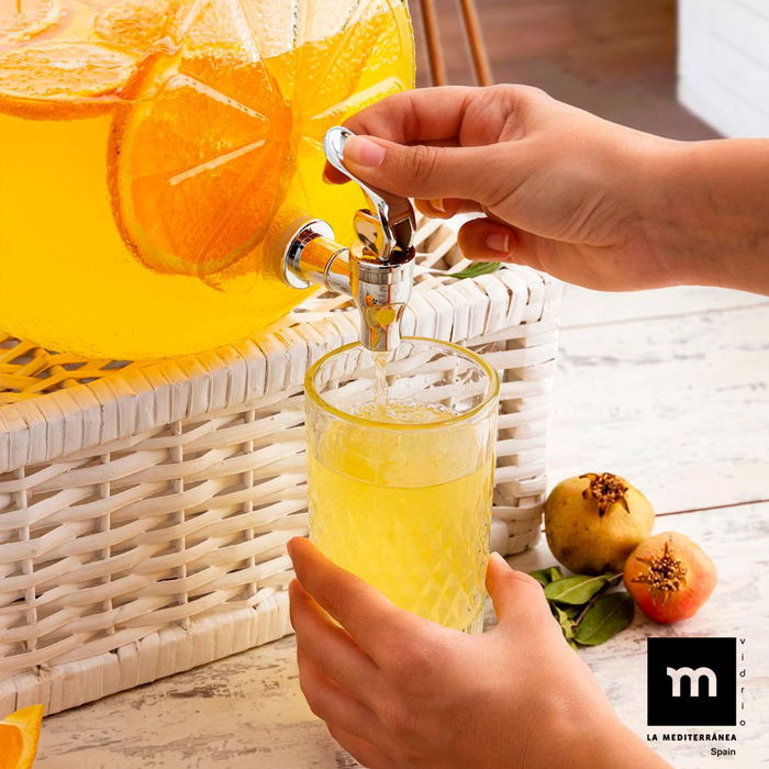 Mediterranea Tarro Dispensador C/Grifo 5L Vidrio 23x18x25 cm (4 Unidades)