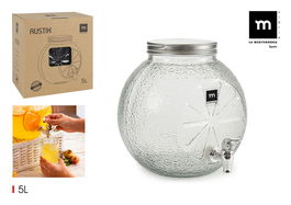 Mediterranea Tarro Dispensador C/Grifo 5L Vidrio 23x18x25 cm (4 Unidades)