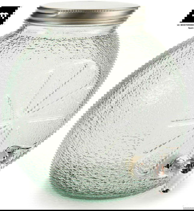 Mediterranea Tarro Dispensador C/Grifo 5L Vidrio 23x18x25 cm (4 Unidades)