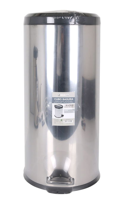 Confortime Cubo de Basura de Metal con Pedal, 30 Litros - 30 x 37 x 65 cm