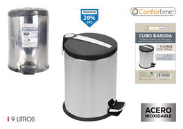 Confortime Cubo de Basura de Metal con Pedal, 9 Litros, 31 x 24 x 35 cm - Cubo de Acero para Cocina u Oficina (4 Unidades)