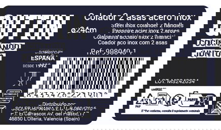 Quttin Colador Acero con Asas Ø24 cm (12 Unidades)