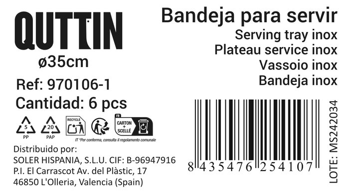 Quttin Bandeja para Servir Ø35 cm (12 Unidades)