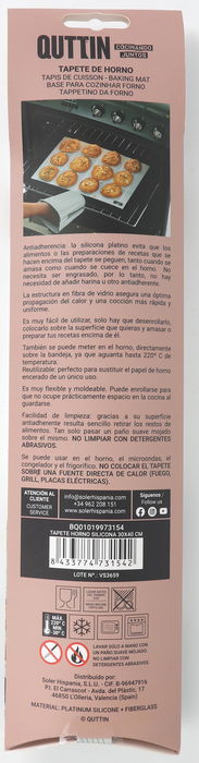 Quttin Tapete para Horno de Silicona, 30 x 40 cm (24 Unidades)