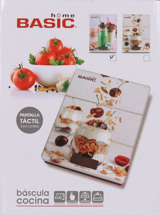 Basic Home Báscula de Cocina Digital Cuadrada, 5 kg Capacidad, Dimensiones 20.3 cm de Largo x 15.3 cm de Ancho x 1.6 cm de Alto (8 Unidades)