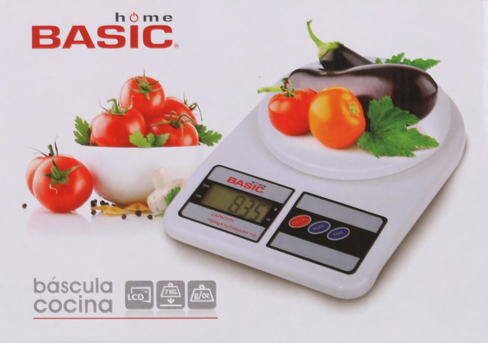 Basic Home Báscula Cocina Digital 7 kg, 18.5 x 4 x 24.5 cm (6 Unidades)
