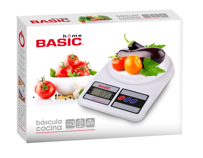 Basic Home Báscula Cocina Digital 7 kg, 18.5 x 4 x 24.5 cm (6 Unidades) Basic Home Báscula Cocina Digital 7 kg, 18.5 x 4 x 24.5 cm (6 Unidades)