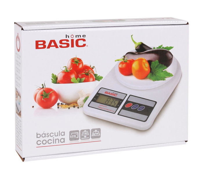 Basic Home Báscula Cocina Digital 7 kg, 18.5 x 4 x 24.5 cm (6 Unidades)