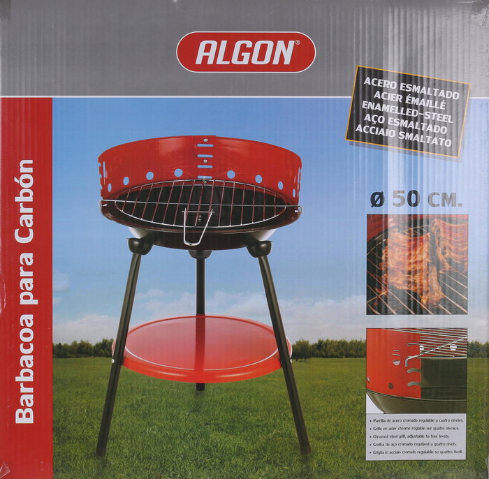 Algon BBQ Barbacoa Redonda con Parrilla, 50 cm de Diámetro, Parrilla de 48 cm, Ideal para Exteriores