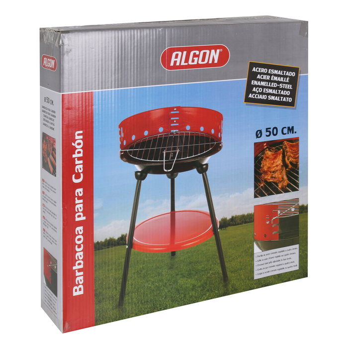 Algon BBQ Barbacoa Redonda con Parrilla, 50 cm de Diámetro, Parrilla de 48 cm, Ideal para Exteriores