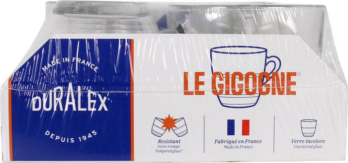 Duralex Set 6 Tazas con Asa Transparente "Gigogne" 22 cl (12 Cajas)